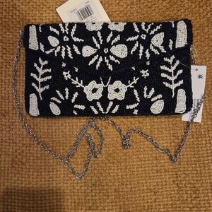 Viral beaded Black and White Beaded Clutch. NWT
